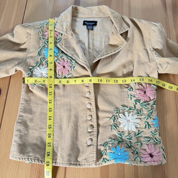 Vintage Persaman Blazer Flower Embroidered Boho Festival Fairy Velvet Cotton 6 - Picture 6 of 11